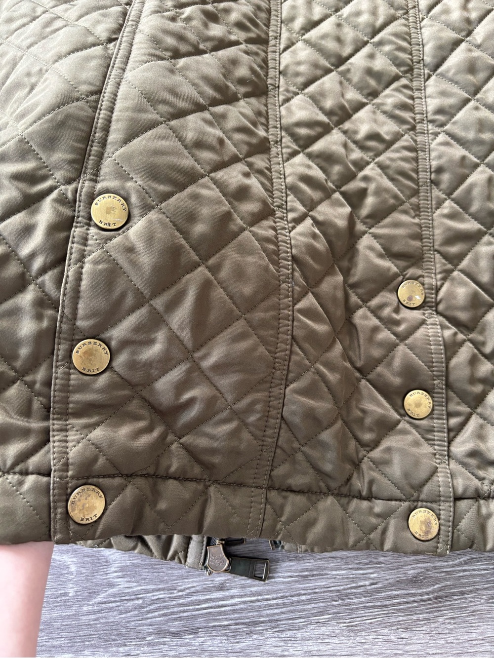 Burberry Olive Quilted Belted Trench Coat - Picture 4 of 6